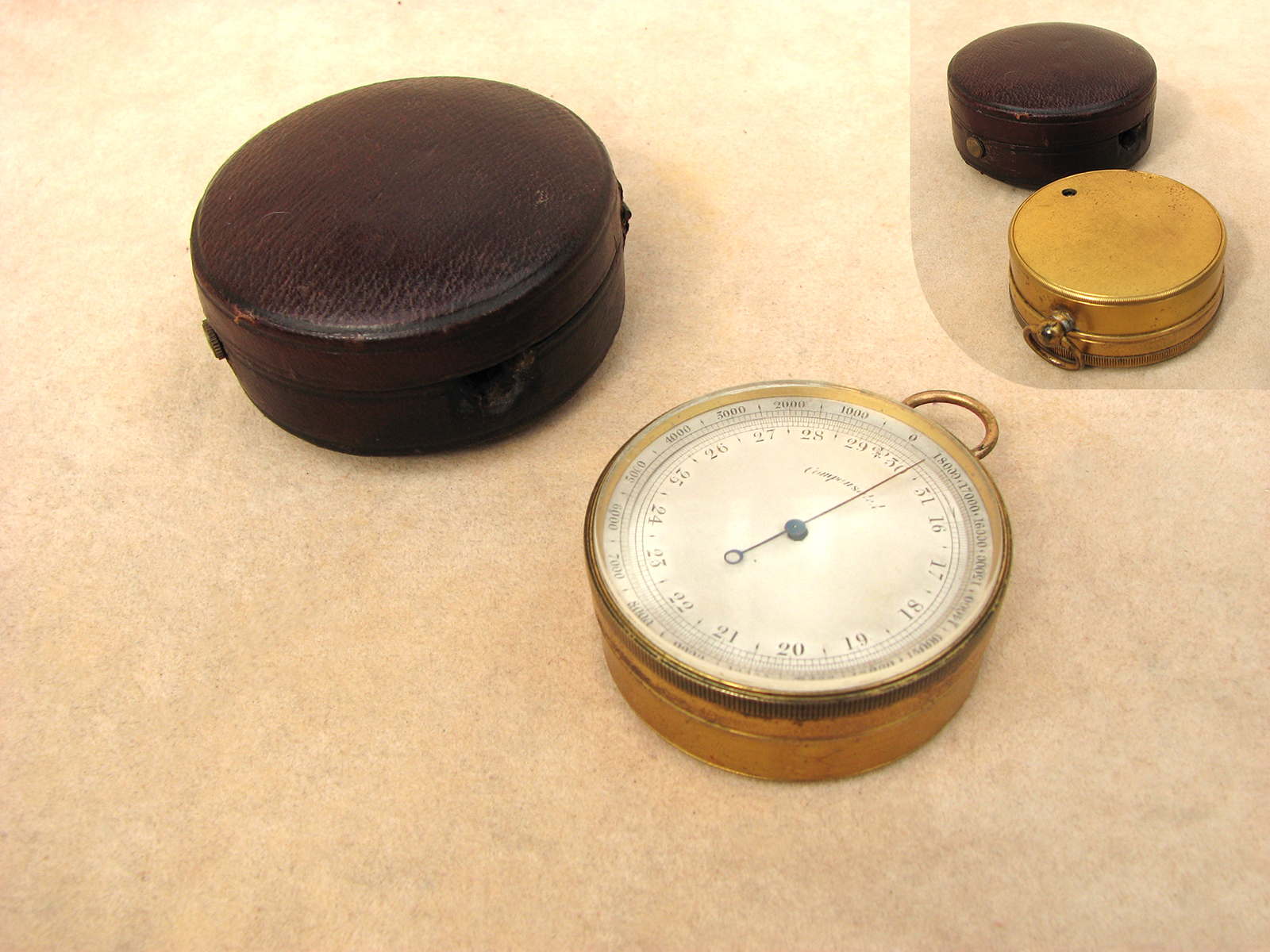 Rare high altitude pocket barometer with 18,000 feet altimeter, circa 1890